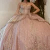 SE001-1 Glittery Tulle Lace Beaded Sweetheart Corset Quinceanera Dresses with Ruffles