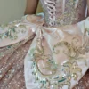 SE001-2 Glittery Tulle Lace Beaded Sweetheart Corset Quinceanera Dresses with Ruffles