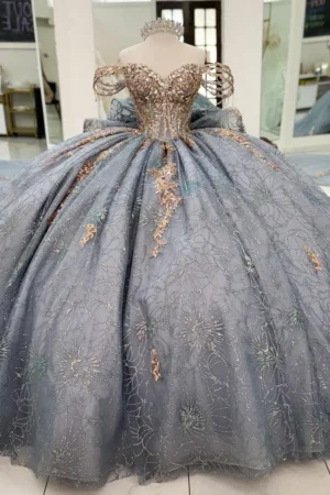 SE006-1 Tulle Lace Beaded Quinceanera Dresses Ball Gown Sweet 16 Birthday Dresses