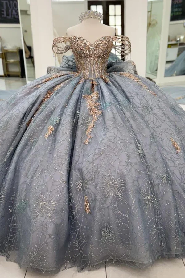 Tulle Lace Beaded Quinceanera Dresses Ball Gown Sweet 16 Birthday Dresses