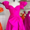 PD001-3 Ball Gown Satin Long Prom Dresses Side Slit Evening Dresses for Women