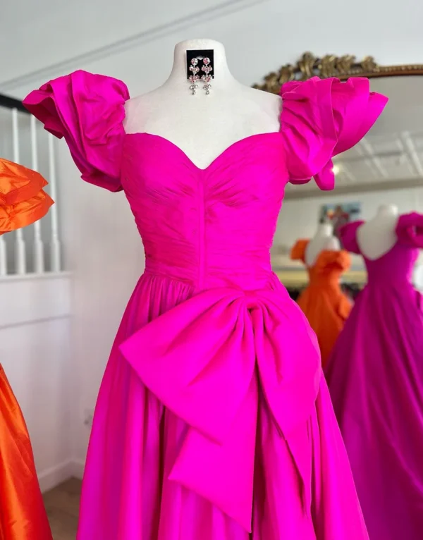 PD001-3 Ball Gown Satin Long Prom Dresses Side Slit Evening Dresses for Women
