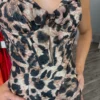 Mermaid Sweetheart Leopard Print Prom Dresses Strapless Party Gowns with Split