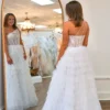 Women's One Shoulder Tulle Ruffled Prom Dresses Corset Lace Evening Party Gowns