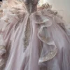 Sweetheart Tulle Ruffle Lace Appliqued Blush Quinceanera Dresses for Sweet 16 Party