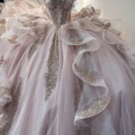 Sweetheart Tulle Ruffle Lace Appliqued Blush Quinceanera Dresses for Sweet 16 Party