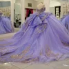 Princess Tulle Lace Beaded Lilac Quinceanera Dresses Ball Gown Sweet 15 Party Dress