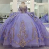 Princess Tulle Lace Beaded Lilac Quinceanera Dresses Ball Gown Sweet 15 Party Dress