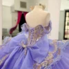 Princess Tulle Lace Beaded Lilac Quinceanera Dresses Ball Gown Sweet 15 Party Dress