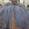 Off Shoulder Tulle Corset Appliqued Quinceanera Dresses Princess Sweet 16 Party Gowns