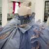 Off Shoulder Tulle Corset Appliqued Quinceanera Dresses Princess Sweet 16 Party Gowns