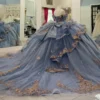Off Shoulder Tulle Corset Appliqued Quinceanera Dresses Princess Sweet 16 Party Gowns
