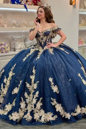SE012-1 Gorgeous Glittery Tulle Appliqued Off Shoulder Quinceanera Dresses for Sweet 16