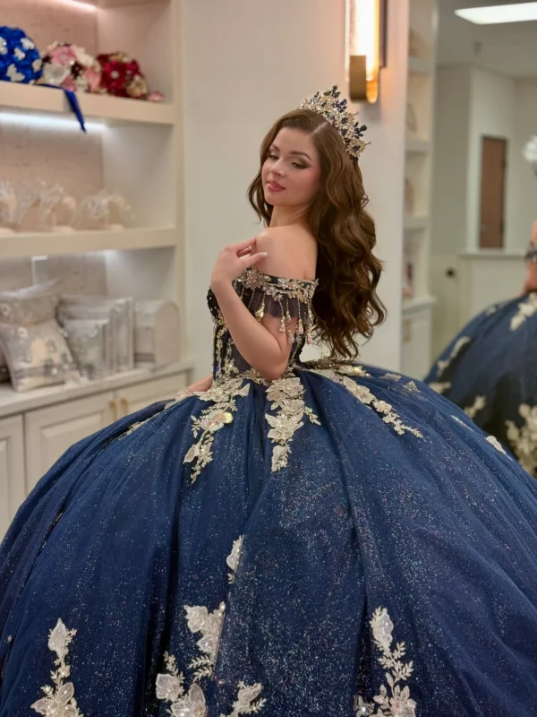 Gorgeous Glittery Tulle Appliqued Off Shoulder Quinceanera Dresses for Sweet 16