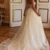 WD005-2 A-Line Strapless Appliques Lace Up Boho Wedding Dress