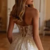 WD005-5 A-Line Strapless Appliques Lace Up Boho Wedding Dress