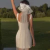 WD007-2 A-Line Square Neck Straps Short Satin Wedding Dress (without veil)